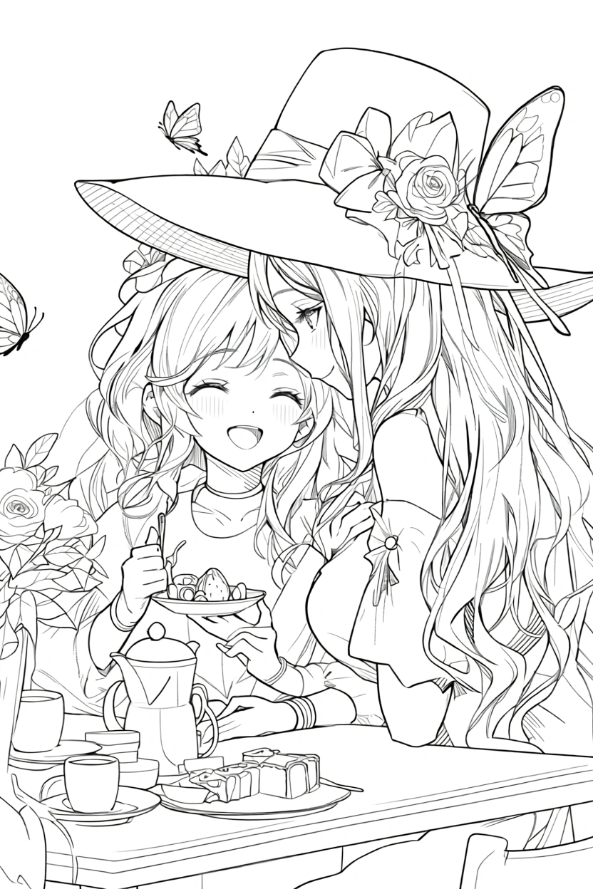 anime girl coloring pages - adult coloring pages