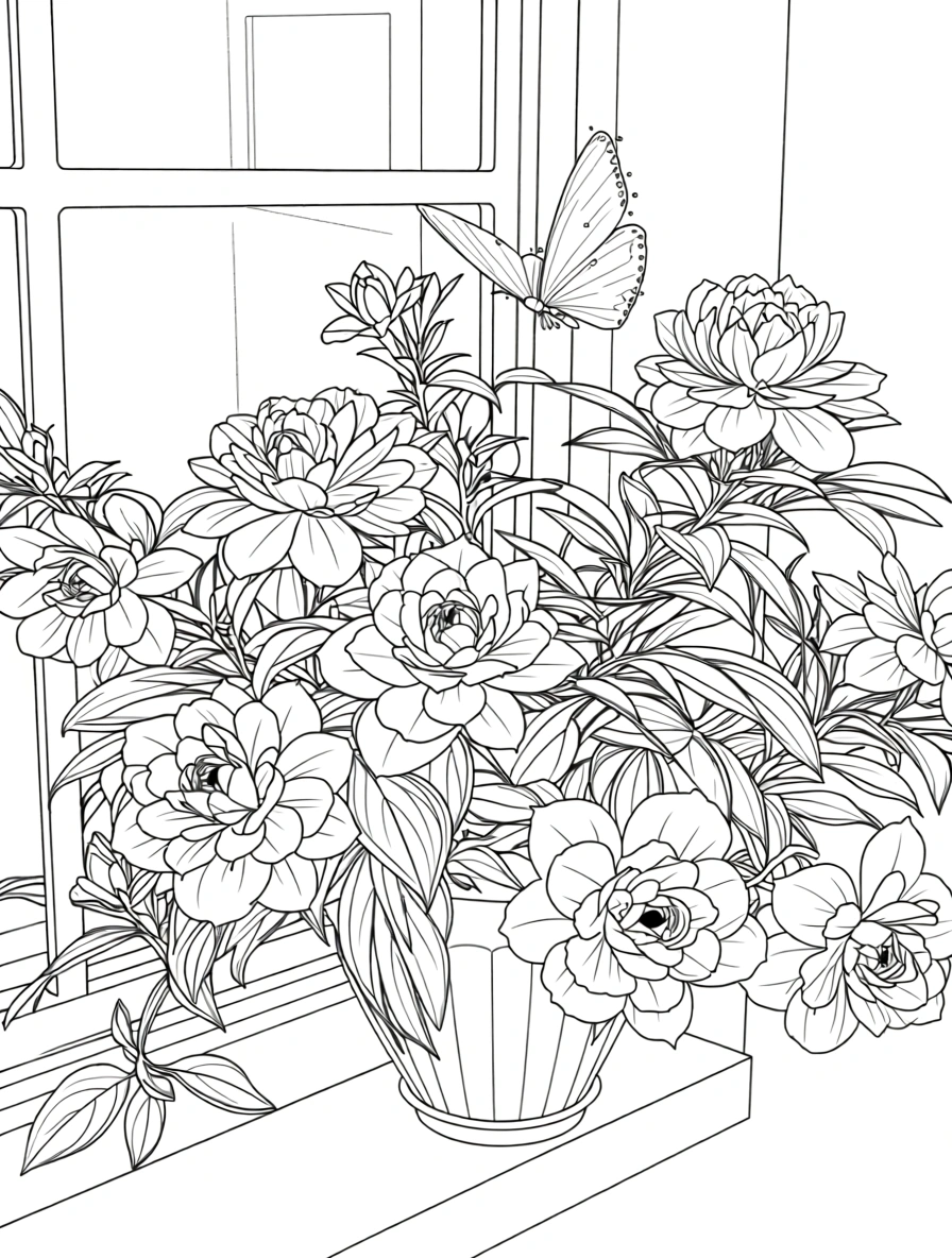 flower coloring pages for adults - coloring page