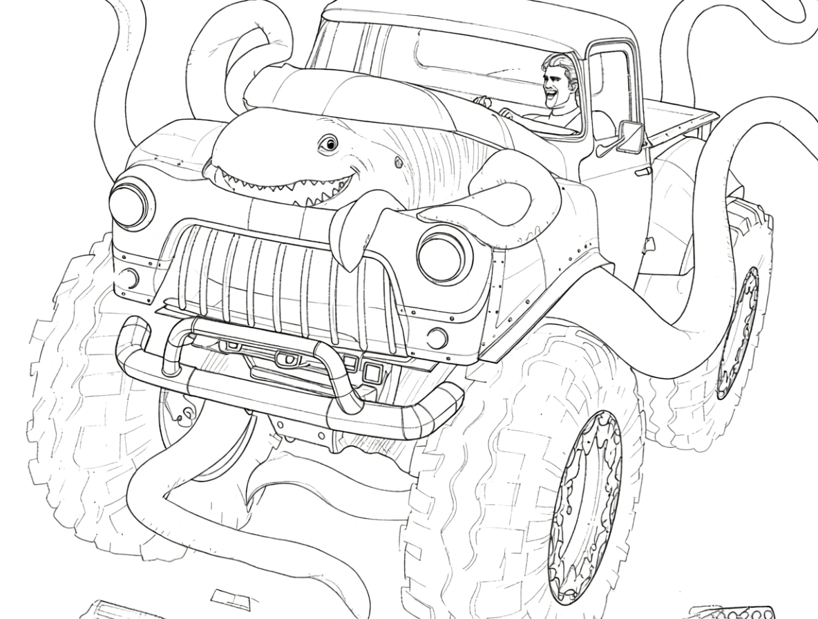 monster truck coloring page - printable coloring pages